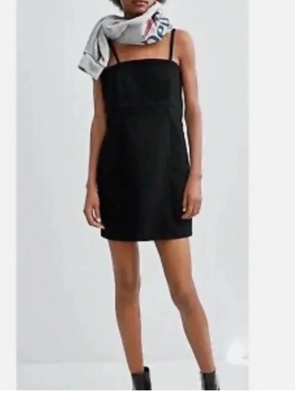 Zara Black Denim Mini Dress Size XS Strappy Minimalist Smocked Y2K Date Night